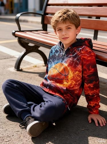 Idgreatim 6-14T Boys Zip Up Hoodies Kids 3D Graphic Hoody Sweatshirt Zipper Pullover with Pockets thumbnail 6