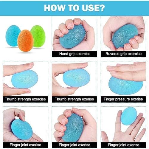 Tigayhc 9Pcs Set Hand Grip Strengthener,Finger Exerciser Stress Relief,Hand Squeeze Ball Kit for Grip Strength,Silicone Finger Gripper, Trainer for Relieve Wrist,Muscle Training,Sports,Fitness thumbnail 4