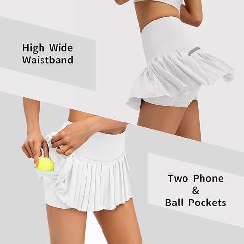 Raroauf Womens Pleated Tennis Skirts with Shorts High Waisted Mini Skirt Golf Skort Athletic Skirts Workout Pickball thumbnail 3