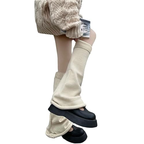 Fernvia Womens Lolita Knit Long Socks Leg Warmers Harajuku Japanese Kawaii Boot Socks Winter Ankle Heap Sock thumbnail 4