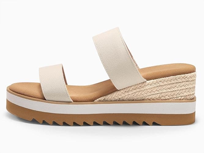Coutgo Womens Platform Sandals Espadrille Wedge Heels Comfortable Slip on Slides Open Toe Summer Beach Shoes thumbnail 5
