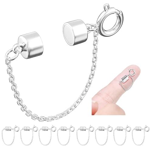 MKCYD 8Pcs Magnetic Bracelet Clasps and Closures with Safety Chain Never Fall Silver Bracelet Extender Converter Magnetic Clasps for Women - Image 1