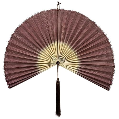 ChumDecor Bamboo Fan Wall Decor, Japanese Wall Fan, Red Brown 48 in | Large Oversized Oriental and Asian Style Hanging Decoration for Above the Bed Headboard or an Empty Living Room Space - Image 1