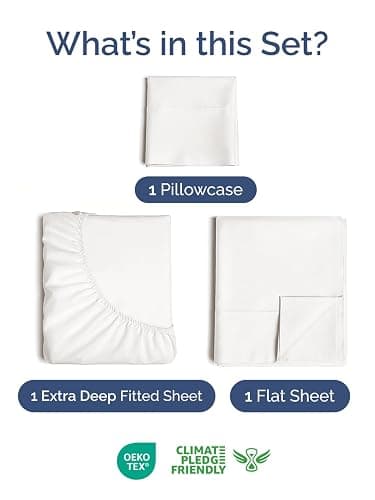Extra Deep Pocket Twin XL Sheets - 3 Piece Breathable & Cooling Bed Sheets - Hotel Luxury Sheet Set - Soft, Wrinkle Free & Comfy - Easily Fits Extra Deep Mattresses - Deep Pocket Antique White Sheets thumbnail 2