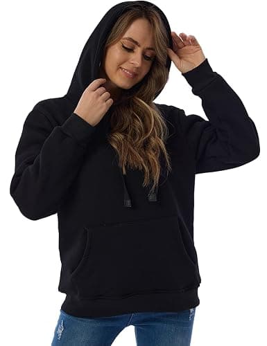 Gnveub Women's Casual Winter Warm Fleece Sherpa Lined Hooded Sweatshirt Thick Pullover Plus with Pockets thumbnail 6
