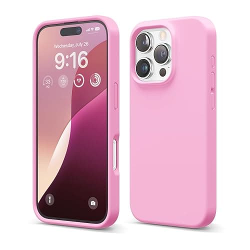 elago Compatible with iPhone 16 Pro Case, Premium Liquid Silicone Case, Full Body Protective Cover, Shockproof, Slim Phone, Anti-Scratch Soft Microfiber Lining, 6.3 inch (Hot Pink) - Image 1