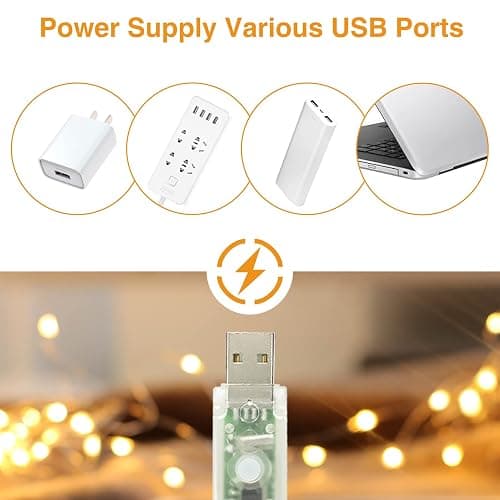 litogo 2 Packs Fairy Lights USB Plug in, 39ft 120 LED String Lights with Remote Control, 8 Modes/Timer Twinkle Lights Dimmable, Warm White Lights for Bedroom Christmas Indoor Decor thumbnail 7