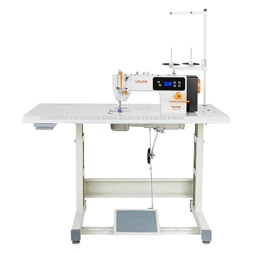 VEVOR Industrial Sewing Machine, 550W Lockstitch Sewing Machine Set with Servo Motor and Table Stand, 5000 SPM High Speed, Metal Frame, LCD Panel, LED Light, for Cotton, Wool, Denim, Leather, Canvas thumbnail 9