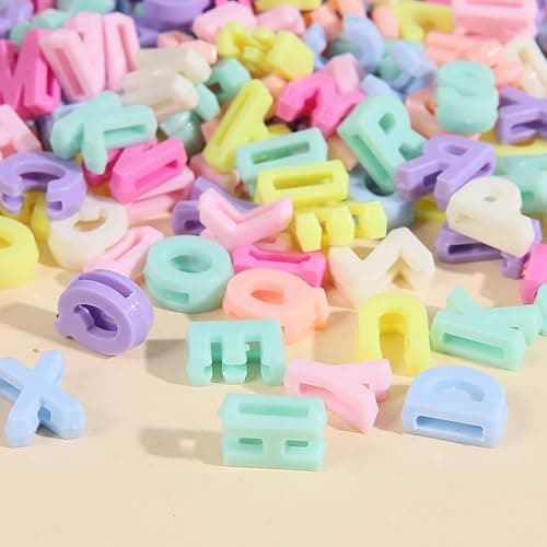 400pcs Large Alphabet Letter Beads,A-Z Large Alphabet Letter Charms for Jewelry Making, Bracelets, Necklaces, Keychains, DIY Crafts, Plastic Beads for Personalized Accessories (Macaron Color) thumbnail 5