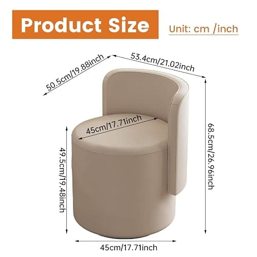 TreLined Modern Round Swivel Ottoman, Makeup Chair with Backrest Multi-Functional Shoe Changing Chairs for Living Room, Entryway, Hallways, Bedroom Vanity Chairs Unique Footrest Stool thumbnail 2