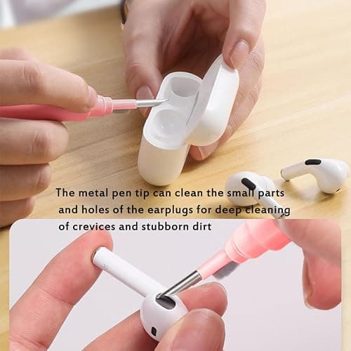 Cleaner Kit for Airpods,Earbuds Cleaning kit for Airpods Pro 1 2 3, Multi-Function Cleaning Tool with Brush Flocking Sponge for Wireless Earphones Bluetooth Headphones Case Camera and Phone (Pink) thumbnail 3