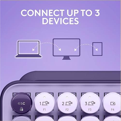 Logitech POP Keys Mechanical Wireless Keyboard - Cosmos | Customizable emoji keys, durable compact design, USB connectivity, multi-device, multi-OS compatible thumbnail 8