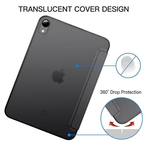 JETech Case for iPad mini (A17 Pro, 2024 Model, 7th Generation) / mini 6 (2021 Model, 6th Generation), Slim Stand Hard Back Shell Smart Cover with Auto Wake/Sleep (Space Gray) - Space Gray thumbnail 4