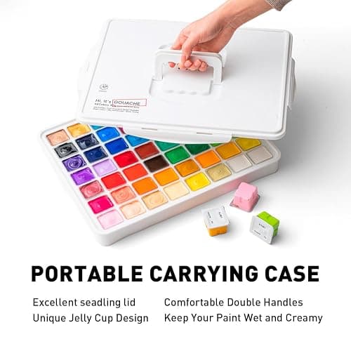 HIMI Gouache Paint Set, 56 Colors x 30g Unique Jelly Cup Design in a Carrying Case Perfect for Artists, Gouache Opaque Art Supplies for Professionals, and More thumbnail 6