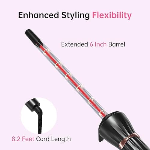 3/8 Inch Small Wand Curling Iron with 9 Temps, 9mm Mini Hair Curler with LCD Display, Fast Heat Up & Anti-Scald Design, Suitable for Short/Long Hair thumbnail 6