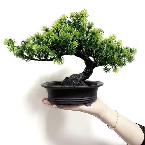 Artificial Plants Greenery Bonsai, Room Decor Fake Bonsai Tree for Home Decor Indoor Bookshelf Office Desk Bathroom Farmhouse Decor, Tall 9.5" thumbnail 7