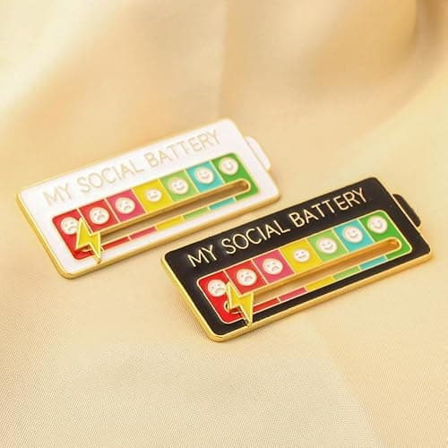 Battery mood found - My Battery mood Creative Lapel Pin, Fun Enamel Emotional Pin 14 Days A Week - White+Black thumbnail 2