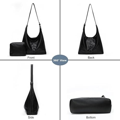 Hobo Bag for Women, Soft Vegan Leather Slouchy Shoulder Tote Purse with Matching Pouch, Adjustable Strap & Magnetic Closure thumbnail 7