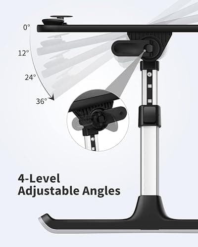 SAIJI Height & Angle Adjustable Laptop Stand for Bed, Lap Desk Bed Tray Table, Light Weight Foldable Portable Laptop Table for Couch Sofa Chair Floor Desk for Adults, Kids (Black) thumbnail 6