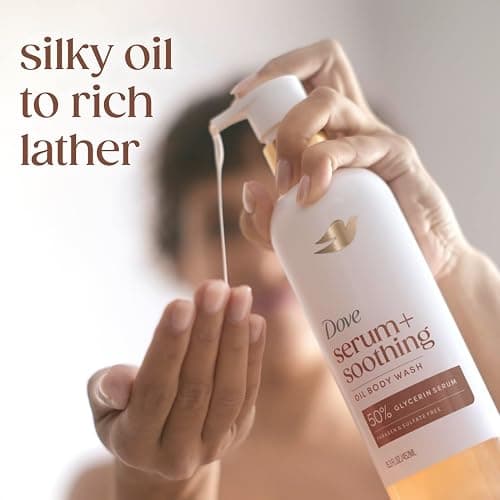 Dove Serum+ Soothing Oil Body Wash, Almond & Oil Sandalwood, 15.3 fl oz | Soothing Hydrating Cleanser with Sandalwood thumbnail 3