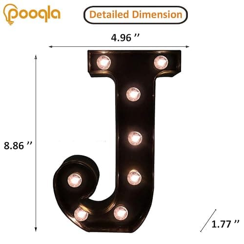 Decorative LED Illuminated Letter Marquee Sign - Alphabet Marquee Letters with Lights For Wedding Birthday Party Christmas Night Light Lamp Home Bar Decoration J, Black thumbnail 2