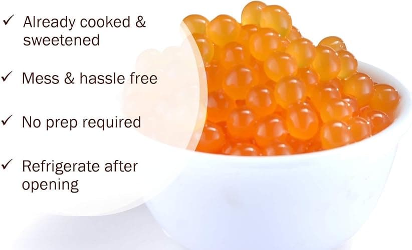 BREXONIC Popping Boba Pearls Bursting Tea Balls Drink & Dessert Topping Strawberry Mango Blueberry Passion Fruit Flavored Bubble Tea Tapioca Pearls 2 LB (Peach, 2 Pound (Pack of 1)) thumbnail 2