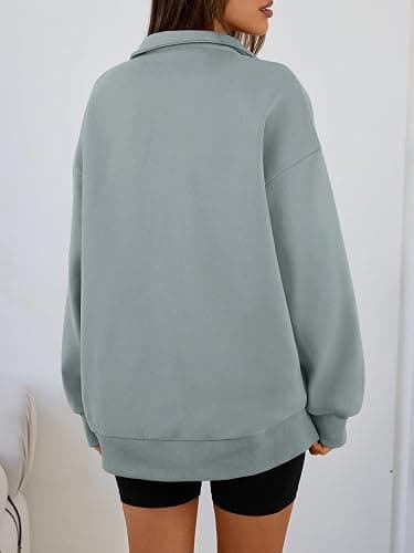 Trendy Queen Womens Oversized Sweatshirts Fall Sweaters Fashion Hoodies Half Zip Pullover Long Sleeve Shirts Clothes thumbnail 4
