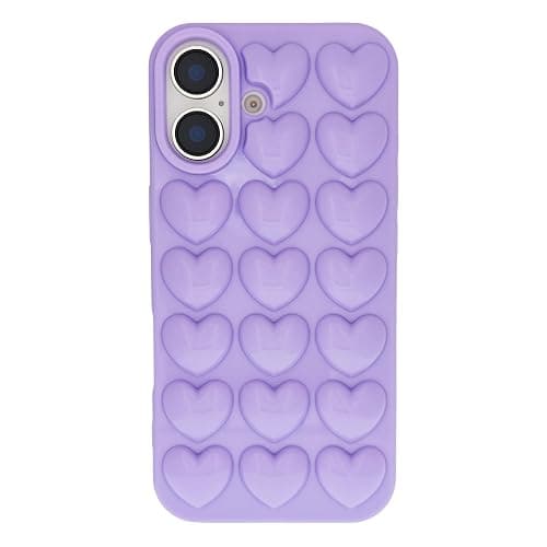 DMaos for iPhone 16 Plus Case for Women, 3D Pop Bubble Heart Gel Cover, Cute Girly for iPhone16 Plus 6.7 inch - Lavender thumbnail 2