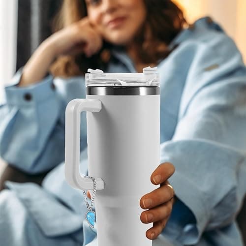 kapitomanio Best Friend Friendship Charms for 2, BFF Matching Heart Charms for Women Girls Stanley Cup Tumbler Water Bottle - Blue thumbnail 4