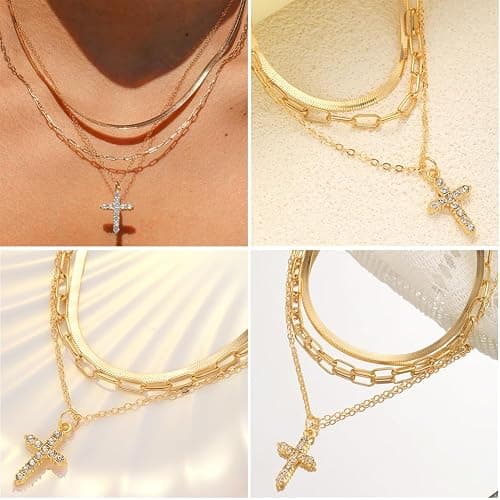 IFNODO 57pcs Gold Jewelry Set With 3 PCS Necklace, 12 PCS Bracelet,20pcs Hoop Stud Earrings,22pcs rings set For Women For Birthday Gifts thumbnail 4