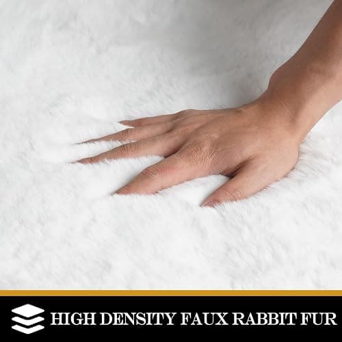Latepis White Fur Round Rug 3ft Non-Slip Washable Circle Rug Fluffy Faux Rabbit Fur Rug for Photoshoot Plush Shag Rug Furry Carpet for Living Room Bedroom Kids Room Area Rug thumbnail 4