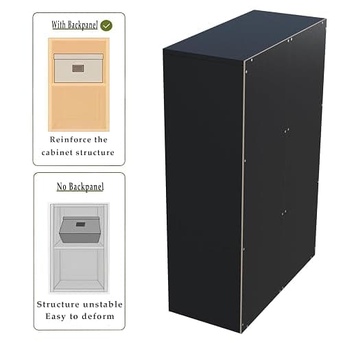 OSCHF 6-Cube Storage Shelf Bookcase - Wooden 3-Tier Floor Standing Open Bookshelf for Home and Office, Display Cabinet, Black thumbnail 5