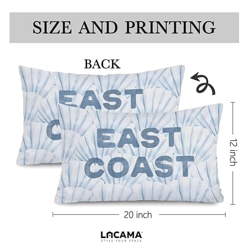 Lacama Coastal Room Decor, Blue Coastal Throw Pillow Cover 12x20, Blue Dorm Decor, East Coastal Decorative Throw Pillow Covers Pillowcases for Couch Bed Girly Room Bedroom Dorm thumbnail 3