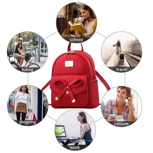 I IHAYNER Girls Bowknot Cute Leather Backpack Mini Backpack Purse for Women thumbnail 5