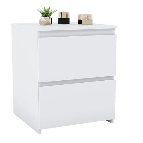 Vida Designs Denver Large 2 Drawer Bedside Chest | White | Space-Saving Storage | 52H x 39.5W x 39.5D cm | Large Side Table | Minimal | Smooth Metal Runner | Modern Bedroom Nightstand Unit thumbnail 8