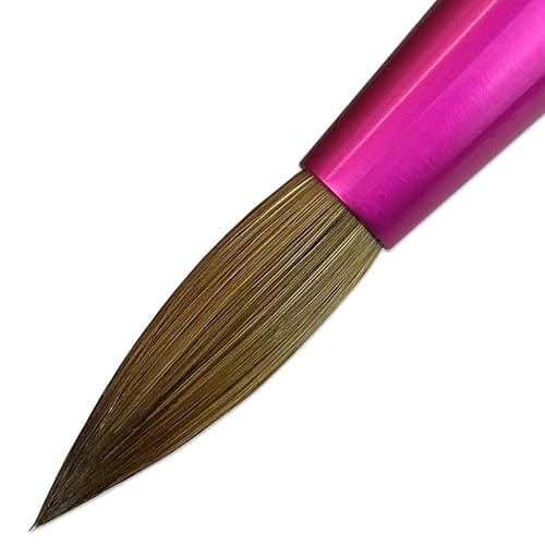 PANA USA Acrylic Nail Brush Pure Kolinsky Hair Acrylic White Swirl Blue Handle with Pink Ferrule Round Shaped - Size 8 thumbnail 4