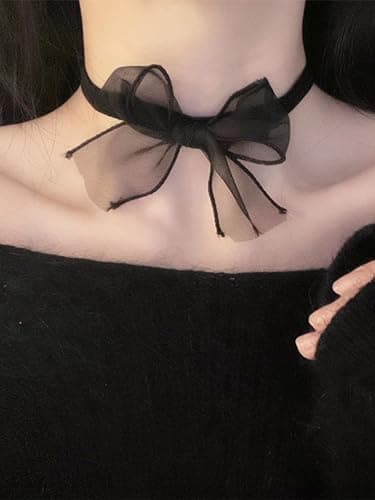 Fanquility Sexy Bow Chokers Necklace Vintag Lace Black Choker Soft Velvet Bow Necklace for Women Knot Necklace Collar Jewelry Gifts for Halloween Cosplay thumbnail 5