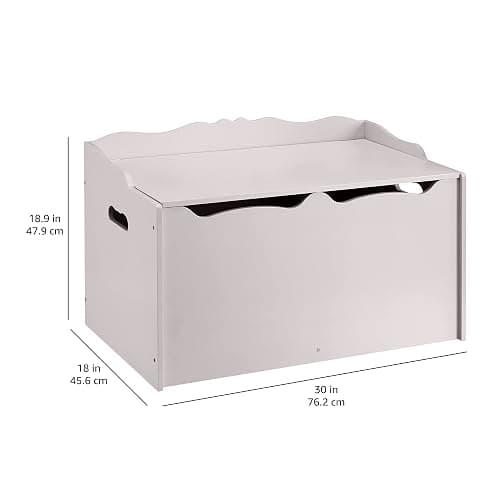 Amazon Basics Kids Toy Box, Wooden Organizer Storage Chest, Gray, 30" x 18" x 19" thumbnail 3