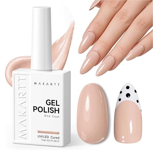 Makartt Ultra-Pigmented Gel Nail Polish Nude 15ml, One N'Done Nude Gel Polish One-Coat High-Gloss Ceramic Shine, Salon-Grade UV Nail Art Manicure DIY Salon Home - Barely There - Image 1