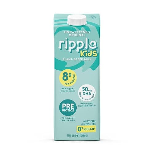 Ripple Plant Based Milk, Kids Unsweetened, 8g Pea Protein, Calcium Rich, Shelf Stable Carton, Vegan, Non-GMO, Dairy, Soy, Nut, Gluten & Lactose Free, 32 Fl Oz, Pack of 6 thumbnail 3
