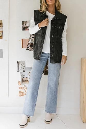 KDF Straight Leg Jeans for Women High Waisted Jeans Frayed Baggy Pants Raw Hem Loose Stretchy Cropped Wide Leg Jeans - 6 - #0921_light Blue(frayed Raw Hems) thumbnail 4