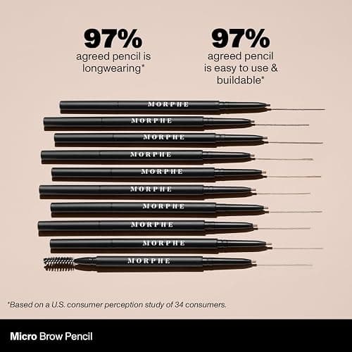 Morphe Micro Dual Eyebrow Pencil - Dual-Ended Brow Pencil Featuring a Retractable, Ultra-Precise, Pointed Tip - Richly Pigmented, Smooth-Gliding, Long-Lasting Wax Formula - Chocolate Mousse (0.003 oz) thumbnail 6