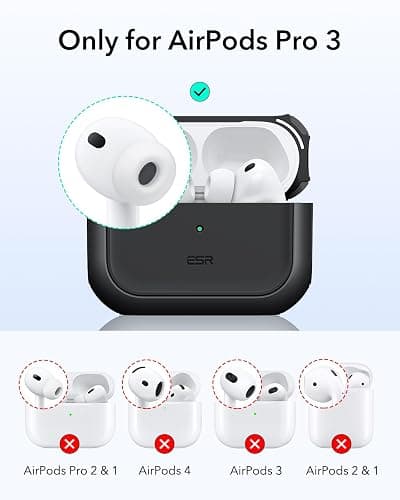 ESR for AirPods Pro 3 Case, Compatible with AirPods Pro 3rd Generation Case (2025), Compatible with MagSafe, Full Drop Protection Cover with Lanyard, Black thumbnail 2