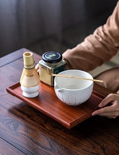 TANG PIN Matcha Set - Match Bowl and Whisk,15 OZ, Matcha Scoop | Matcha Whisk Stand (Chasen Holder) - 4pc Perfect Matcha Kit for Matcha Tea Ceremony (White) thumbnail 8