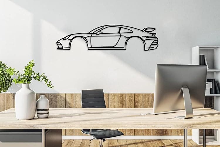 NORTH KAISER Sport Car Metal Wall Art I Automotive Silhouette Wall Decor I Minimalist Wall Sculpture Decorations for Garage Man Cave Outdoor Bedroom (35 x 10 cm) thumbnail 3