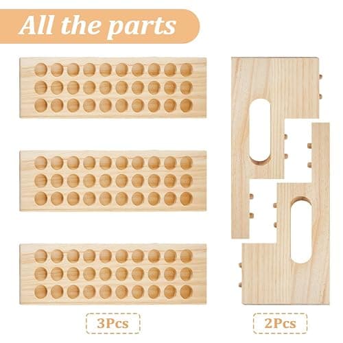 SUPERFINDINGS 1 Set 90 Slots Wooden Lipsticks Holder 3 Tier Tube Display Shelf Wood Tool Rack Wooden Essential Oil Display Storage Organizer for Cosmetic Lip Gloss Tool, Slot Diameter: 0.8" thumbnail 6