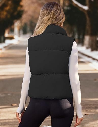 MEROKEETY Puffer Vest Women 2025 Fall Winter Sleeveless Jackets Lightweight Warm Stand Collar Quilted Zip Up Coat thumbnail 4