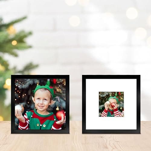 BSRHOME 12x12 Picture Frame Set of 9, Display Pictures 8x8 with Mat or 12x12 without Mat, Multi Collage Gallery Square Photo Frames for Wall or Tabletop, Black - Black - 12x12 thumbnail 6