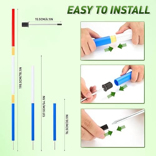 JRUICFDY 6 Pcs Pole Bending Poles for Horses,6FT Adjustable Equestrian Training Equipment for Horses,Agility Poles for Horses,Soccer & Dog,Red, White, Blue thumbnail 5