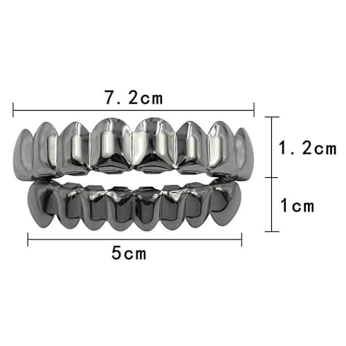 JINAO Grillz Gold Grills for Your Teeth Fake Teeth 18K Gold Plated Iced out 8 Top Teeth 8 Bottom Tooth Grillz for Men Women Hip Hop Rapper Costume thumbnail 3